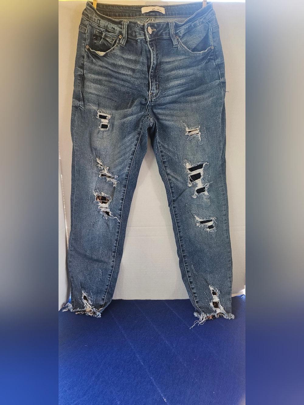 KanCan Distressed Dark Blue Boyfriend Jeans